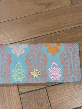 Sheridan French Turquoise Patterned Women's Clutch with Gold Accent